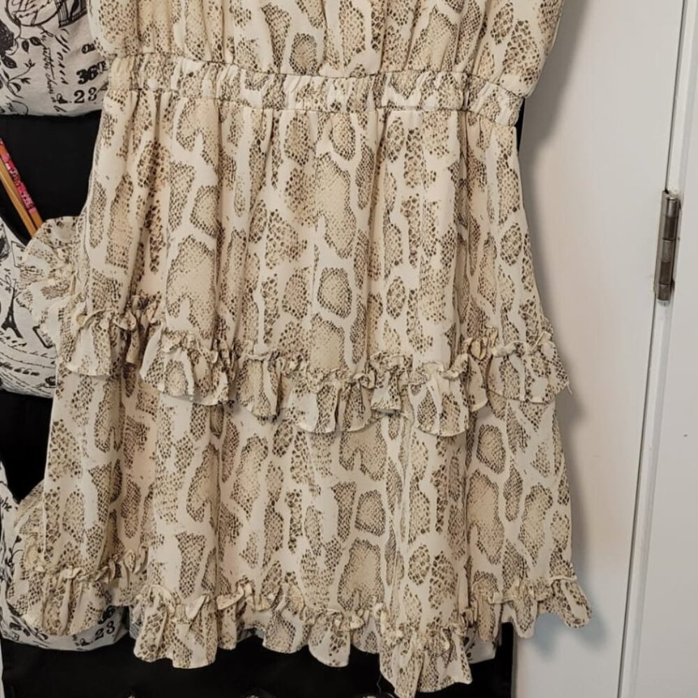the impeccable pig snake printed ruffle dress
